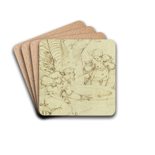 Christus und die Samariterin by Luca Cambiaso Drink Coasters - set of 4
