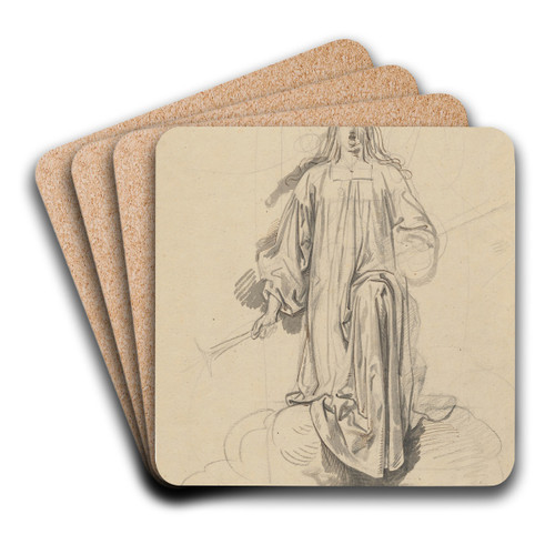 Vrouw in lang gewaad op wolk: Maria Magdalena by David Humbert de Superville Art Drink Coaster set