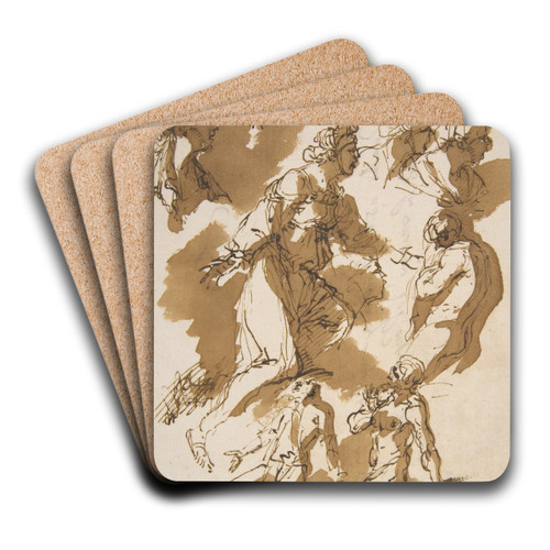 Studies of Kneeling Figures by Salvator Rosa Art Drink Coaster set
