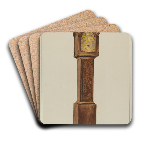 Grandfather Clock by Ernest A. Towers, Jr. Art Drink Coaster set