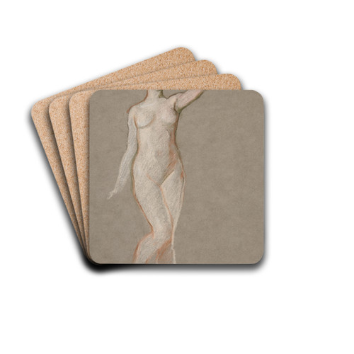 Figure study for 'The Hours'; sketch for mural for the state capitol building in Harrisburg, Pennsylvania, 1902-1911 II by Edwin Austin Abbey Drink Coasters - set of 4