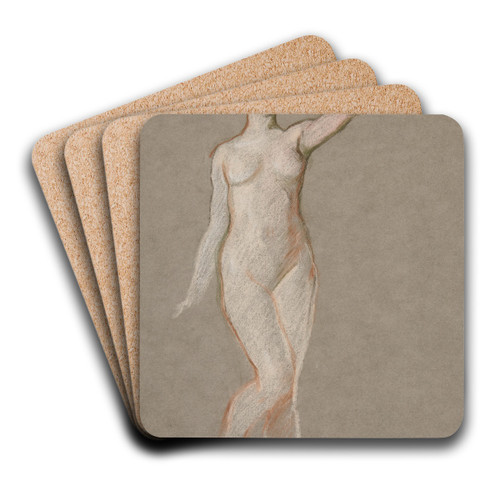Figure study for 'The Hours'; sketch for mural for the state capitol building in Harrisburg, Pennsylvania, 1902-1911 II by Edwin Austin Abbey Art Drink Coaster set