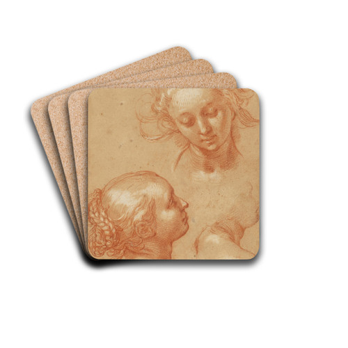 Three Studies of Women by Abraham Bloemaert Drink Coasters - set of 4
