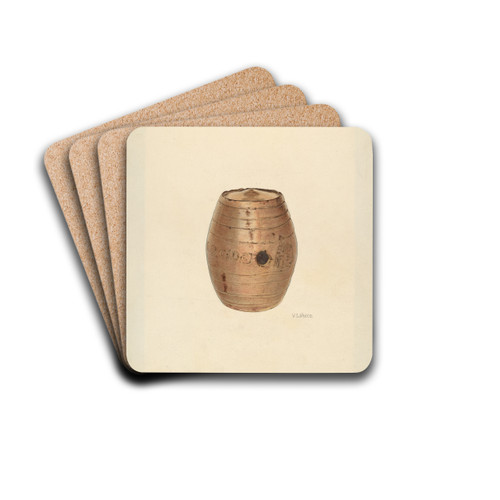 Stoneware Flask by V.L. Vance Drink Coasters - set of 4 Stoneware Flask by V.L. Vance Drink Coasters - set of 4