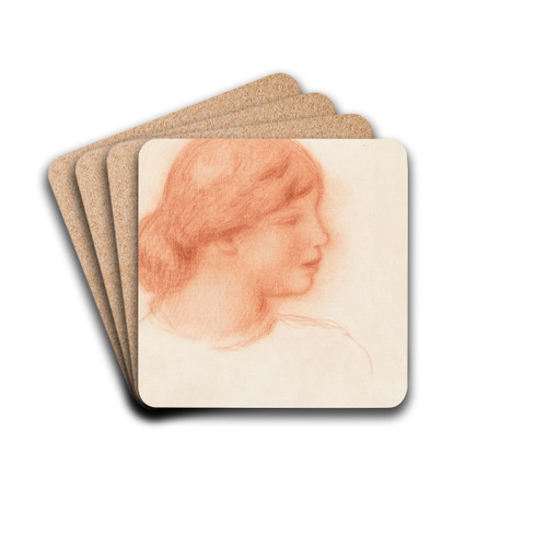 Profile of a Young Woman by Pierre-Auguste Renoir Drink Coasters - set of 4