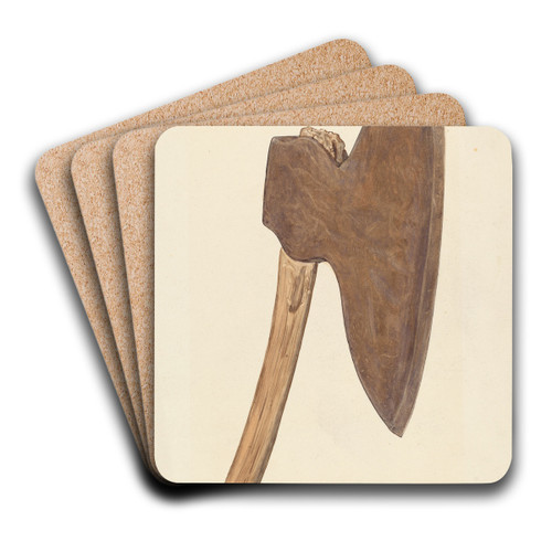 Pioneeer Broad Axe by Glenn Wilson Art Drink Coaster set Pioneeer Broad Axe by Glenn Wilson Art Drink Coaster set