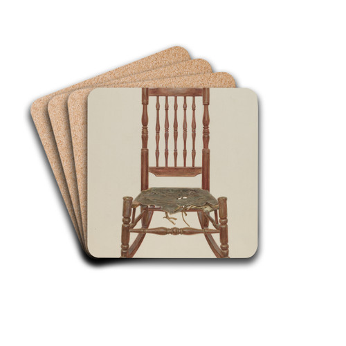 Rocking Chair with Rawhide Seat by Frank M. Keane Drink Coasters - set of 4