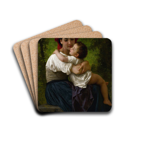 Le Petit Clin by William Bouguereau Drink Coasters - set of 4 Le Petit Clin by William Bouguereau Drink Coasters - set of 4