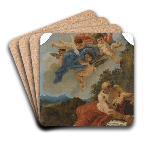 The Vision Of Saint Jerome by Francesco Fontebasso Art Drink Coaster set The Vision Of Saint Jerome by Francesco Fontebasso Art Drink Coaster set