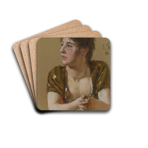 Study of a Women (Portrait) by Dominik Skuteck Drink Coasters - set of 4