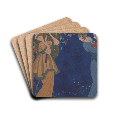 Roses dan la nuit by George Barbier Drink Coasters - set of 4