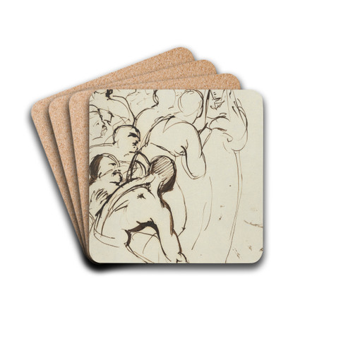 Study of a Group of Figures, Kneeling and Standing by Benjamin Robert Haydon Drink Coasters - set of 4