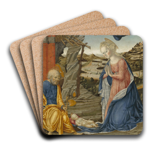 The Nativity, with God the Father Surrounded by Angels and Cherubim by Francesco di Giorgio Martini Art Drink Coaster set The Nativity, with God the Father Surrounded by Angels and Cherubim by Francesco di Giorgio Martini Art Drink Coaster set