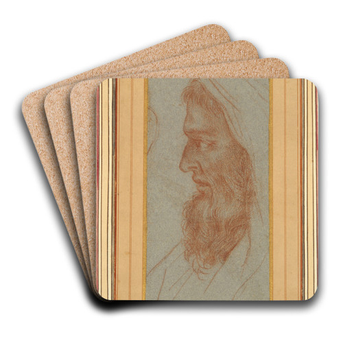 Head of a Bearded Man inProfile by Carlo Maratti Art Drink Coaster set