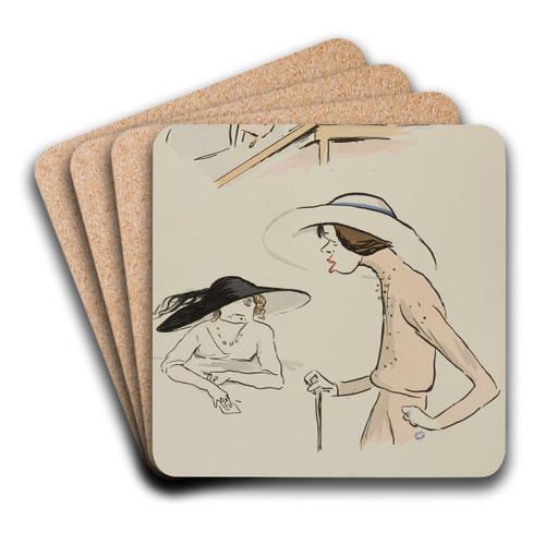 Chri Albronn, et deux femmes by Georges Goursat (Sem) Art Drink Coaster set