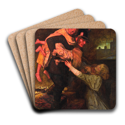 The rescue by Sir John Everett Millais Art Drink Coaster set The rescue by Sir John Everett Millais Art Drink Coaster set
