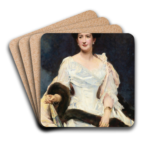 Portrait Of A Lady by Raimundo de Madrazo y Garreta Art Drink Coaster set