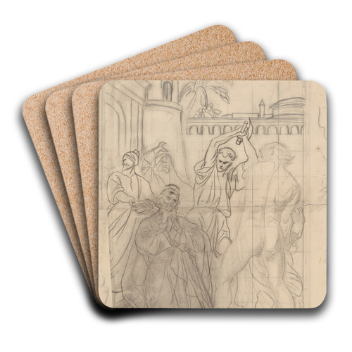 Composition sketch to the painting 'Martyrdom of St Matthias' by Jzef Simmler Art Drink Coaster set Composition sketch to the painting 'Martyrdom of St Matthias' by Jzef Simmler Art Drink Coaster set
