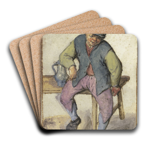 Auf einem Tisch sitzender Bauer by Adriaen van Ostade Art Drink Coaster set