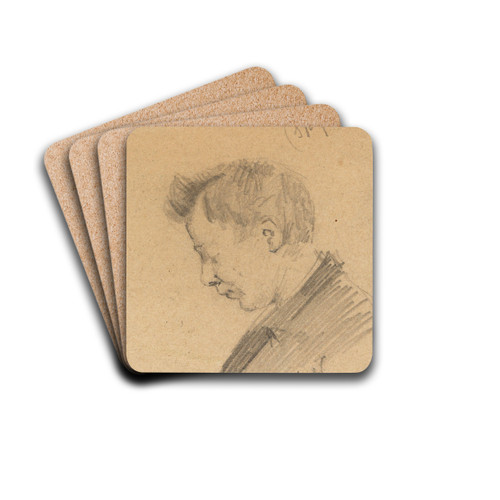 Young Man in Profile by Gustav Wentzel Drink Coasters - set of 4