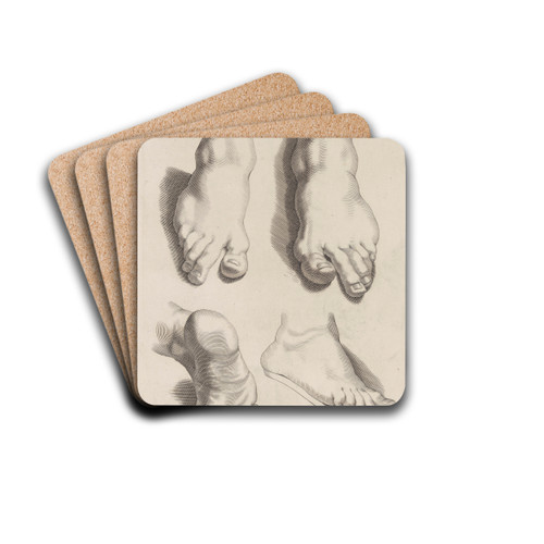Study of Feet by Peter Paul Rubens Drink Coasters - set of 4