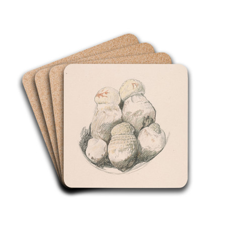 Plate of Mushrooms by Elihu Vedder Drink Coasters - set of 4