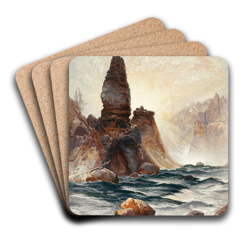 The Towers of Tower Falls, Yellowstone by Thomas Moran Art Drink Coaster set