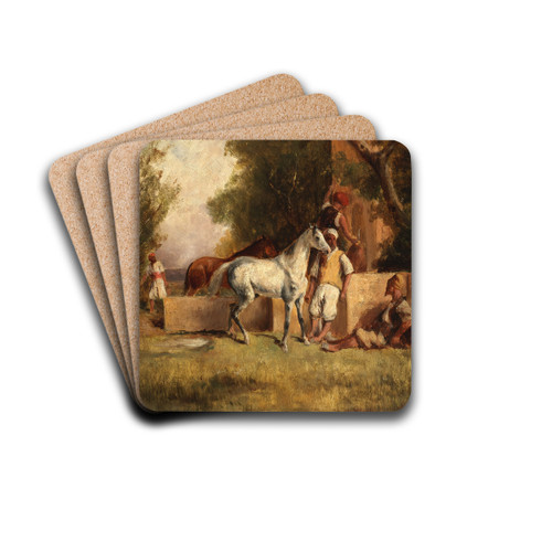 A halt at the fountain by Eugne Fromentin Drink Coasters - set of 4
