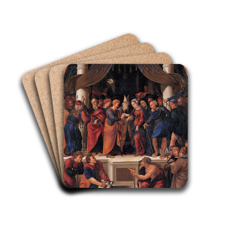 The Marriage of the Virgin by Maestro dei dodici apostoli Drink Coasters - set of 4