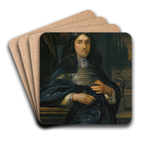 Portrait Of A Gentleman Leaning On A Balustrade by Eglon van der Neer Art Drink Coaster set Portrait Of A Gentleman Leaning On A Balustrade by Eglon van der Neer Art Drink Coaster set