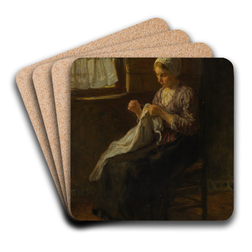 The young seamstress by Jozef Israls Art Drink Coaster set
