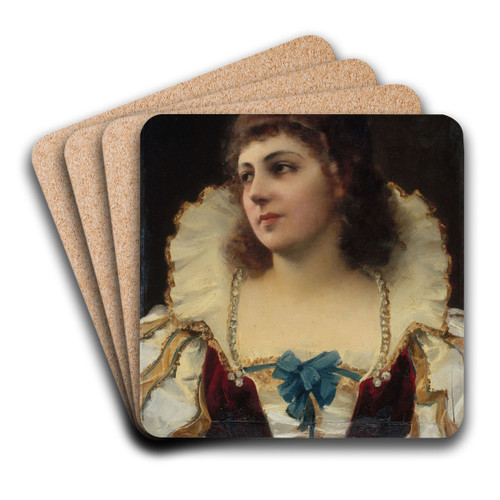Portrait de Mademoiselle LLoyd (Marie-Emilie Jolly, 1842-1897, dite), socitaire de la Comdie-Franaise. by Franois Schommer Art Drink Coaster set Portrait de Mademoiselle LLoyd (Marie-Emilie Jolly, 1842-1897, dite), socitaire de la Comdie-Franaise. by Franois Schommer Art Drink Coaster set