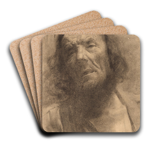 Head of a Man by Frederick William MacMonnies Art Drink Coaster set Head of a Man by Frederick William MacMonnies Art Drink Coaster set