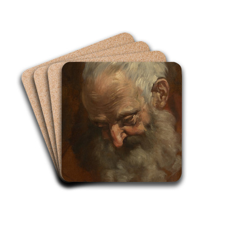 Head of a Bearded Man (Nicodemus) by Giacomo Cavedone Drink Coasters - set of 4