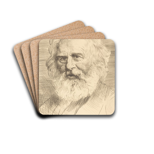 W.H. Longfellow, 1st plate II by Alphonse Legros Drink Coasters - set of 4