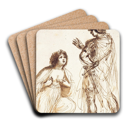 Cleopatra and Octavian by Guercino Art Drink Coaster set