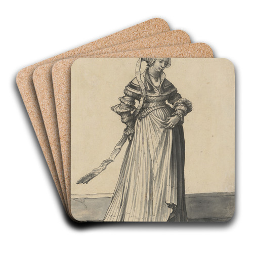 Baslerin, nach rechts gewendet by Hans Holbein The Younger Art Drink Coaster set