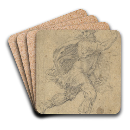 Fleeing Barbarian by Polidoro da Caravaggio Art Drink Coaster set