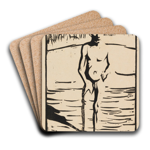 Badender Junge by Ernst Ludwig Kirchner Art Drink Coaster set