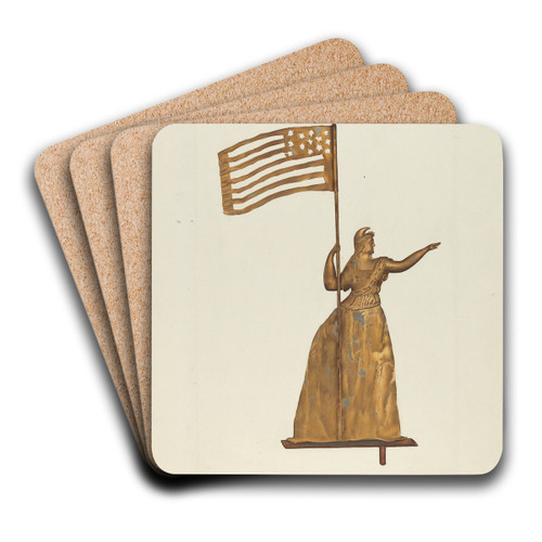 Gilt Weather Vane by Frances Cohen Art Drink Coaster set