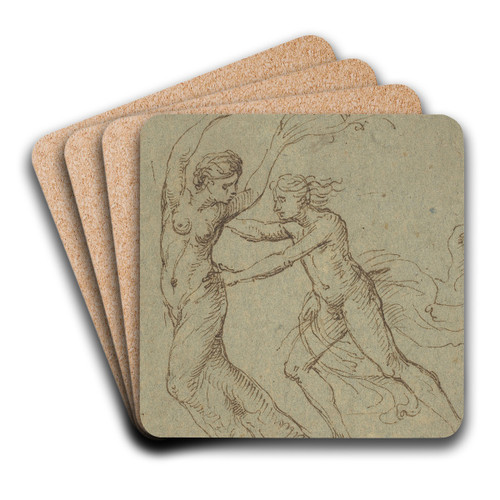 Apollo and Daphne by Follower of Giulio Romano Art Drink Coaster set