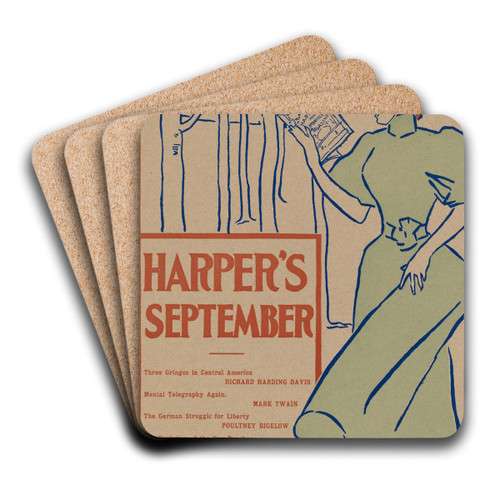 Harper's September by Edward Penfield Art Drink Coaster set Harper's September by Edward Penfield Art Drink Coaster set