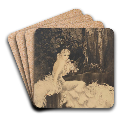 Orchids by Louis Icart Art Drink Coaster set
