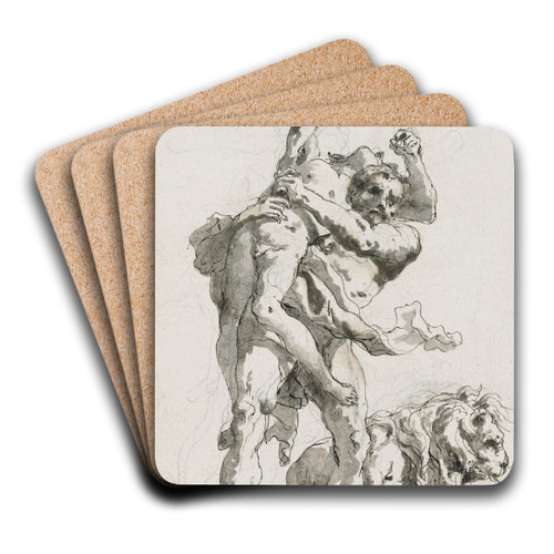 Hercules and Antaeus by Giovanni Domenico Tiepolo Art Drink Coaster set
