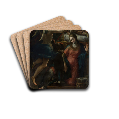 The Annunciation by Girolamo Mazzola Bedoli Drink Coasters - set of 4