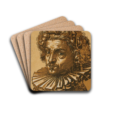 Portrait of Gillis van Breen by Hendrick Goltzius Drink Coasters - set of 4