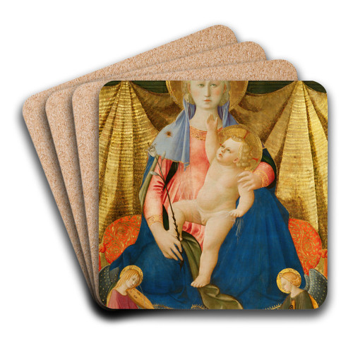 The Madonna of Humility with Two Musician Angels by Zanobi Strozzi Art Drink Coaster set