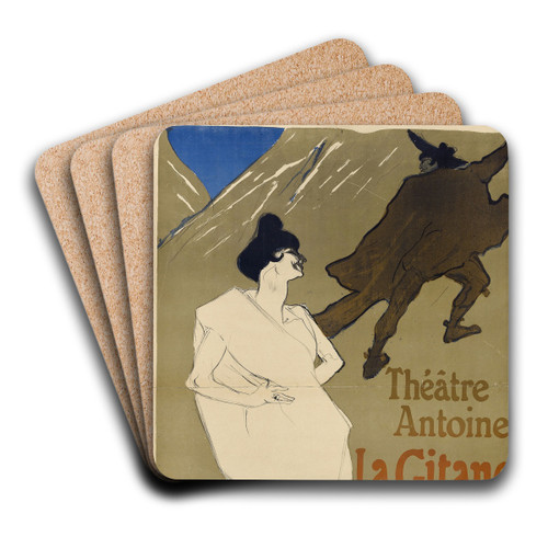La Gitane by Henri de Toulouse-Lautrec Art Drink Coaster set