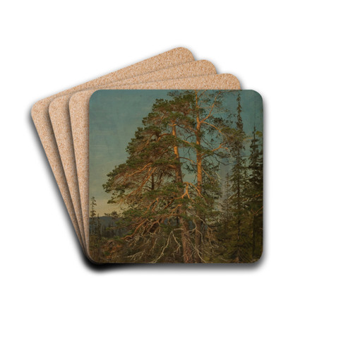 Furuer, Levanger by Amaldus Nielsen Drink Coasters - set of 4 Furuer, Levanger by Amaldus Nielsen Drink Coasters - set of 4