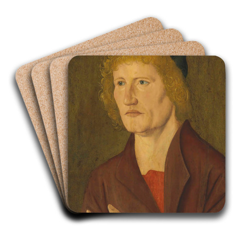 Portrait Of A Gentleman by The Master of the Angrer Portrait Art Drink Coaster set